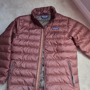 Patagonia Youth Puffer Jacket Color- Rust/Orange/Red, Size YLarge